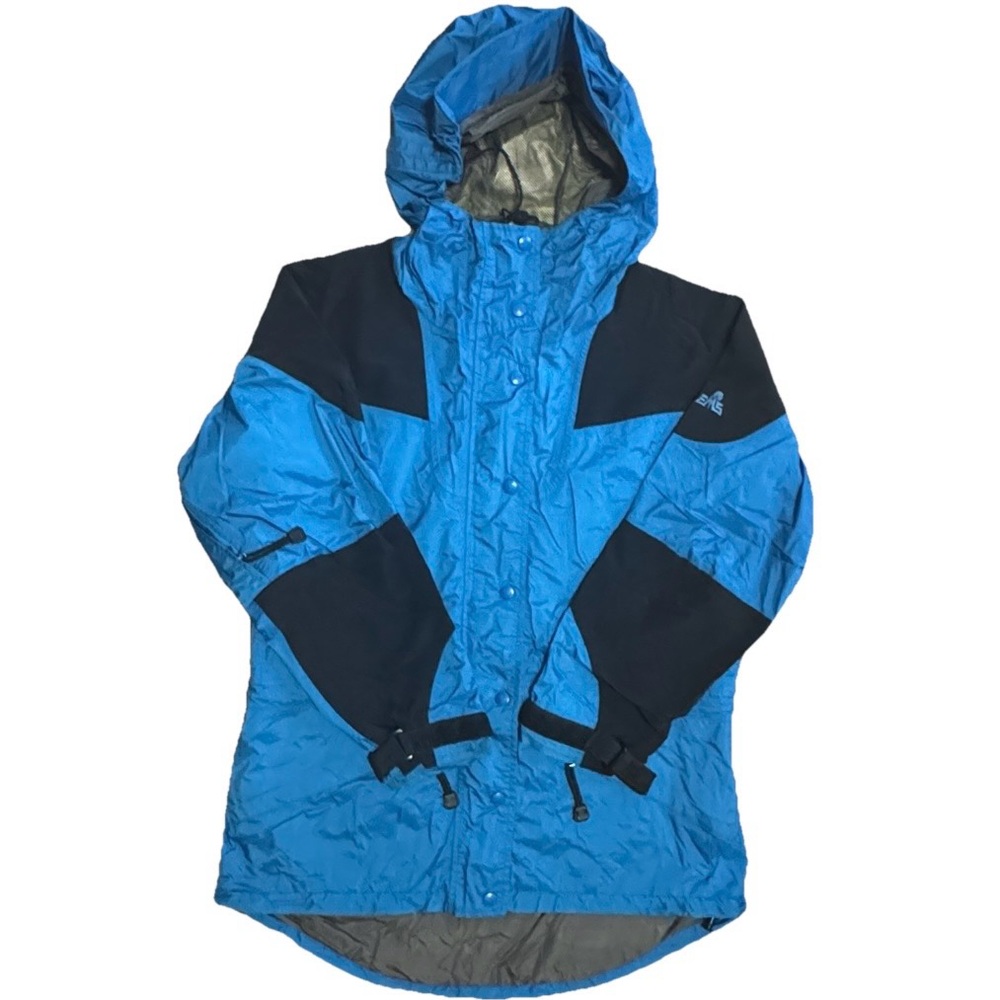 Vintage EMS Gore-Tex Rain Shell Jacket Women’s M Blue Black Hooded 90s